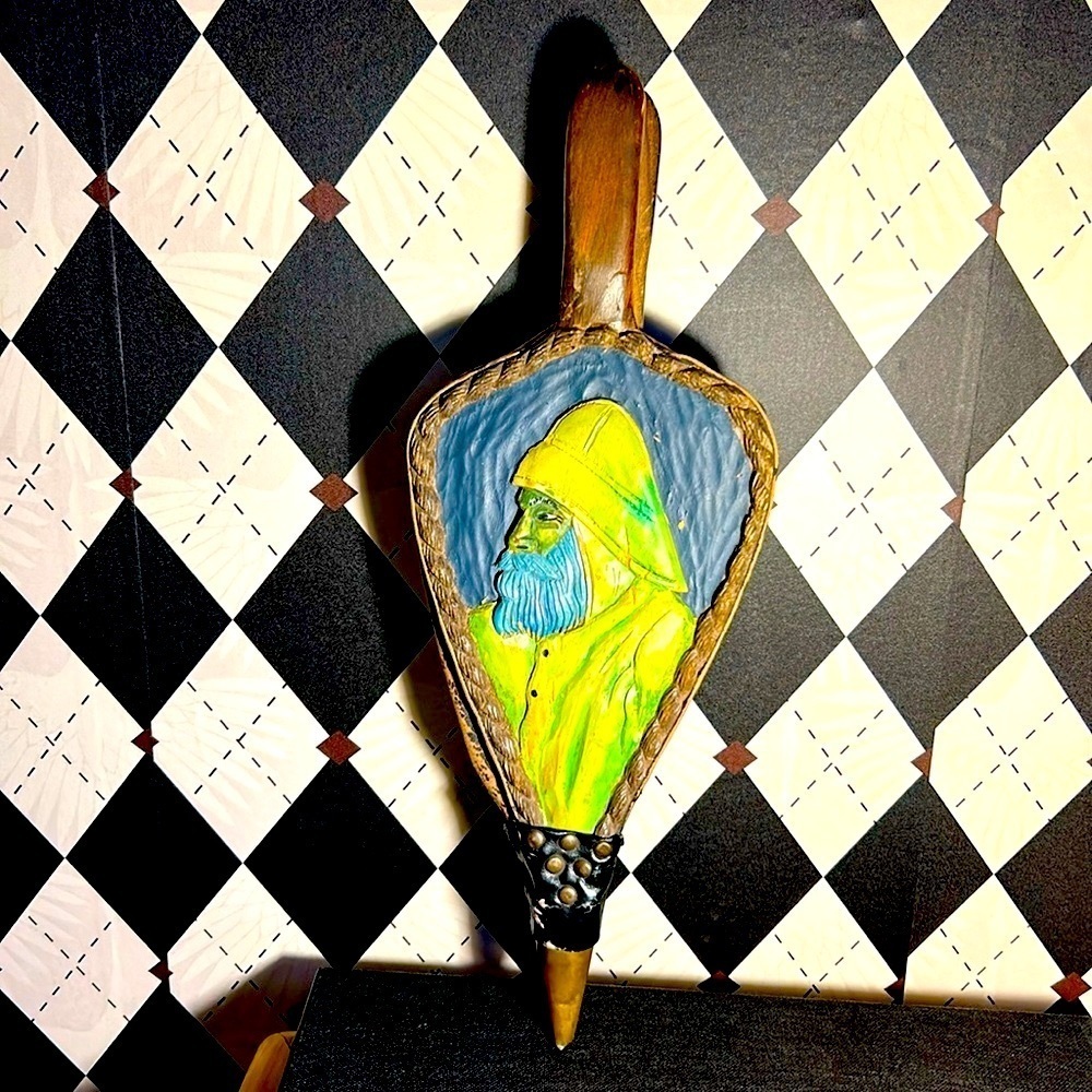 Vintage Bellows Hand-Carved & Painted Fisherman – Nautical Decor